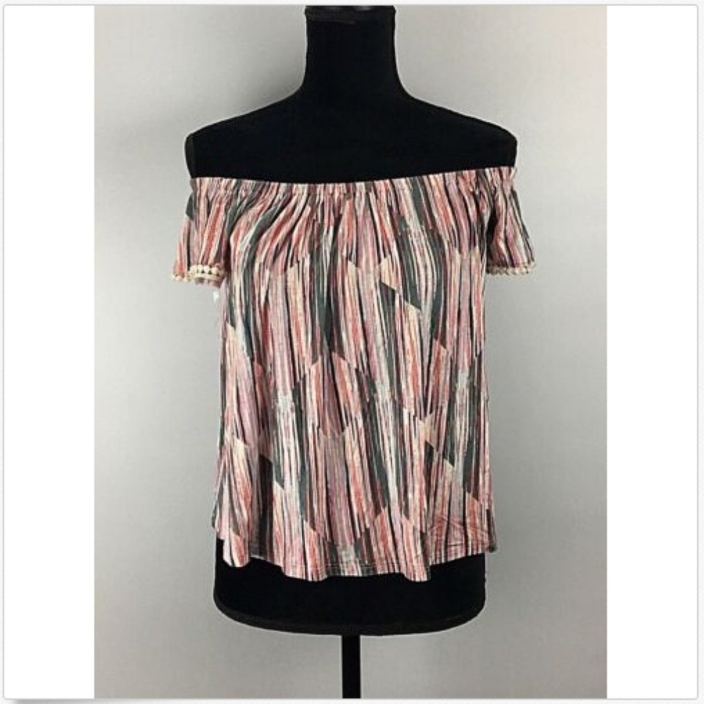 LUSH Women’s XL Off the Shoulder Blouse Stripes